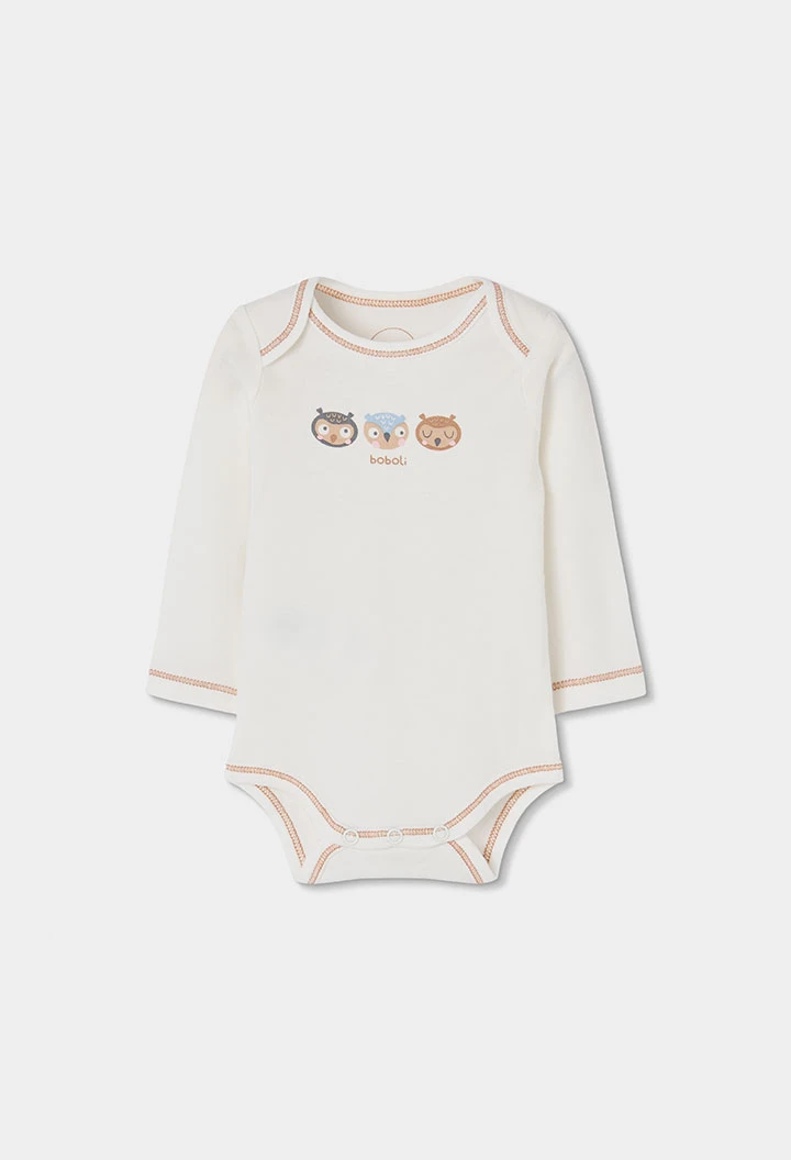 Pack 2 bodies bébé blanc imprimé hiboux