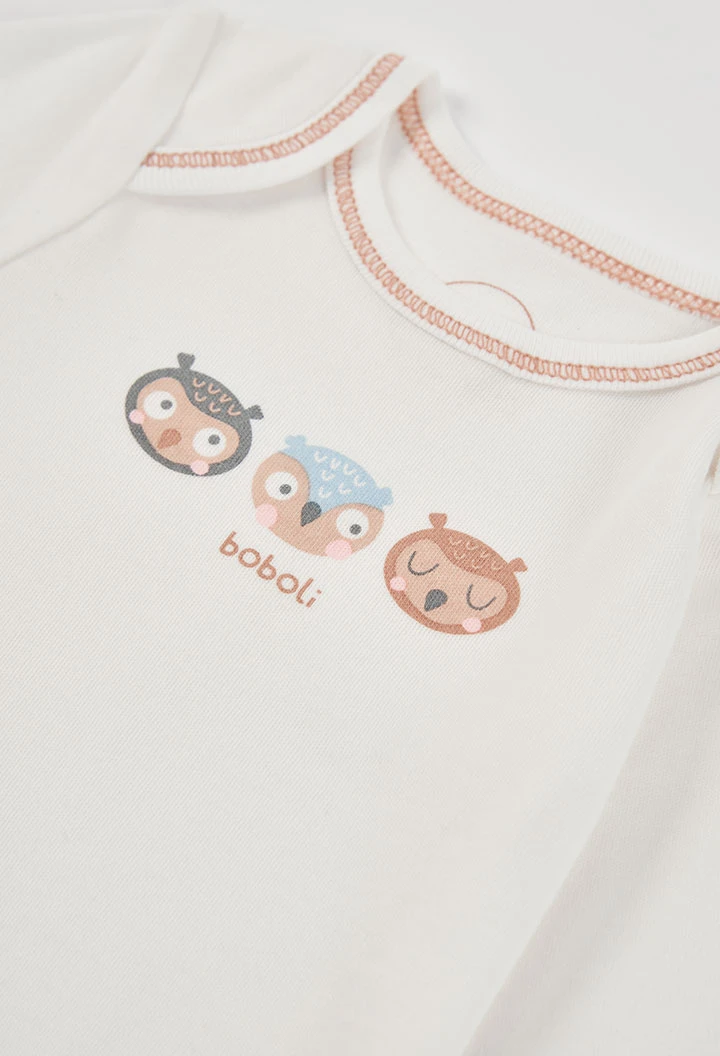Pack 2 bodies bébé blanc imprimé hiboux