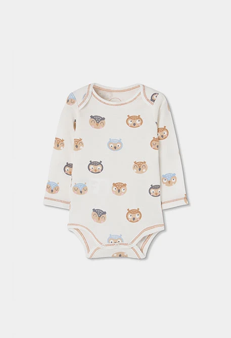 Pack 2 bodies bébé blanc imprimé hiboux