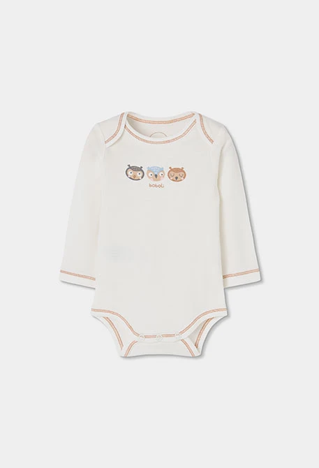 Pack 2 bodies bébé blanc imprimé hiboux