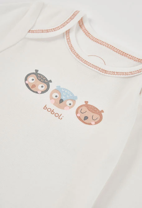 Pack 2 bodies bébé blanc imprimé hiboux