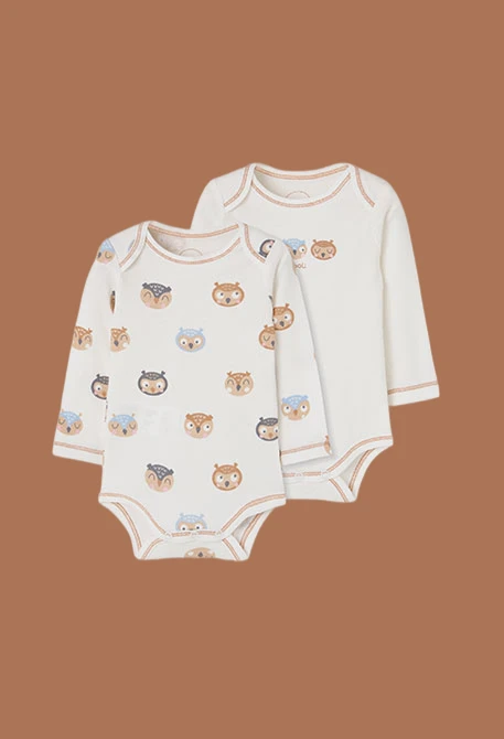 Pack 2 Bodies Baby Weiß mit Eulen-Print