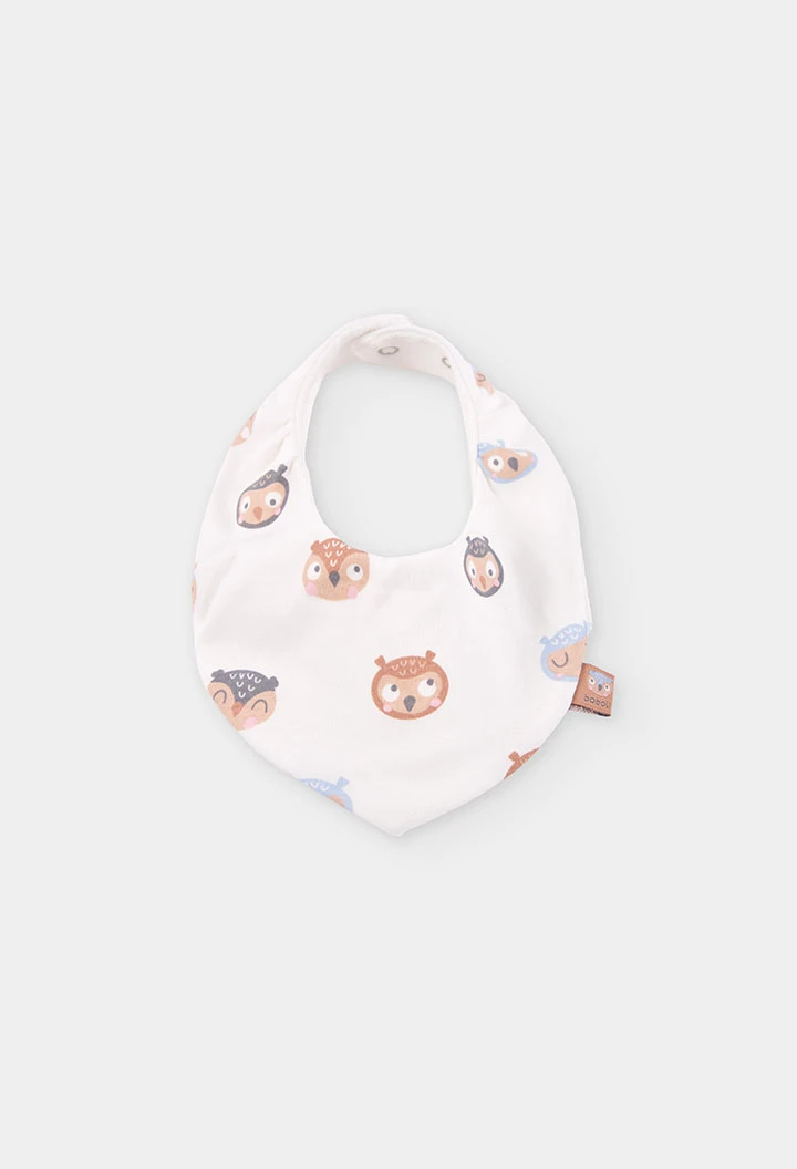 Pack 2 bavoirs bébé imprimé hiboux tostado