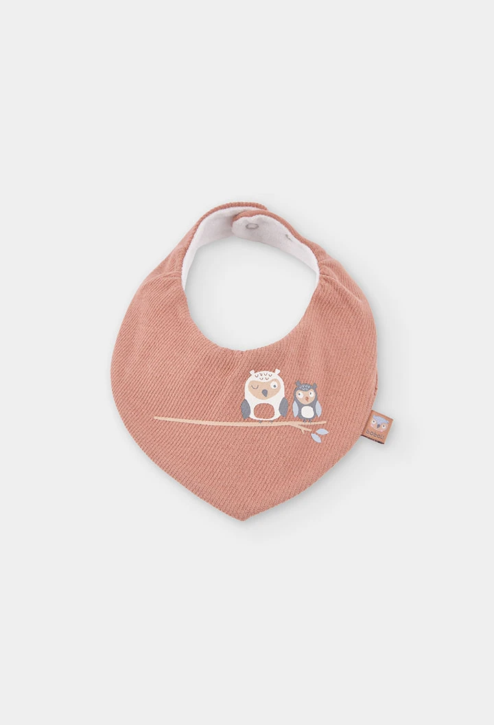 Pack 2 bavoirs bébé imprimé hiboux tostado