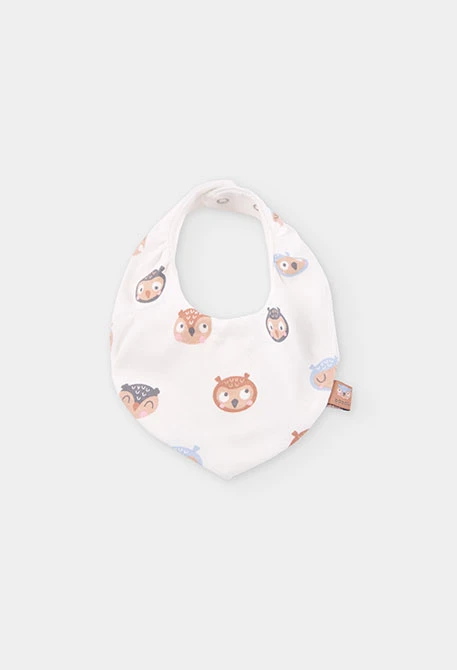 Pack 2 bavoirs bébé imprimé hiboux tostado