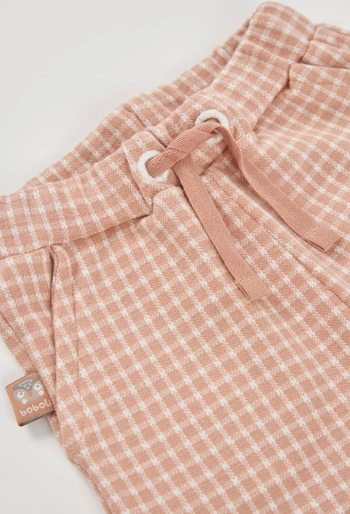 Pantalon de punt quadres nadó nen rosa