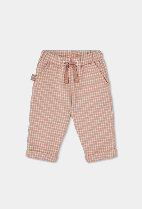 Pantalone a maglia a quadri neonato bambino rosa