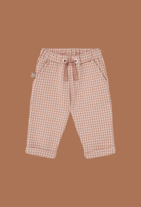 Beige Check Knit Baby Trousers