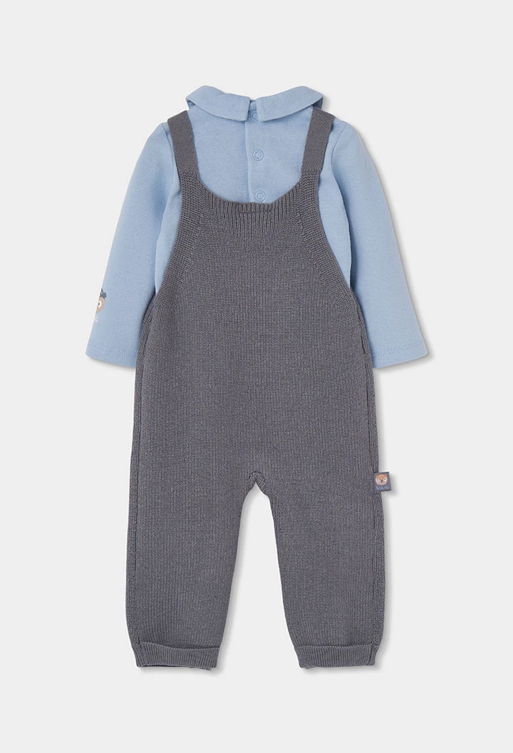 Ensemble maille bébé garçon gris avec hiboux