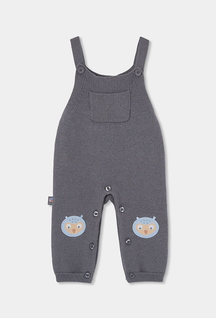 Ensemble maille bébé garçon gris avec hiboux