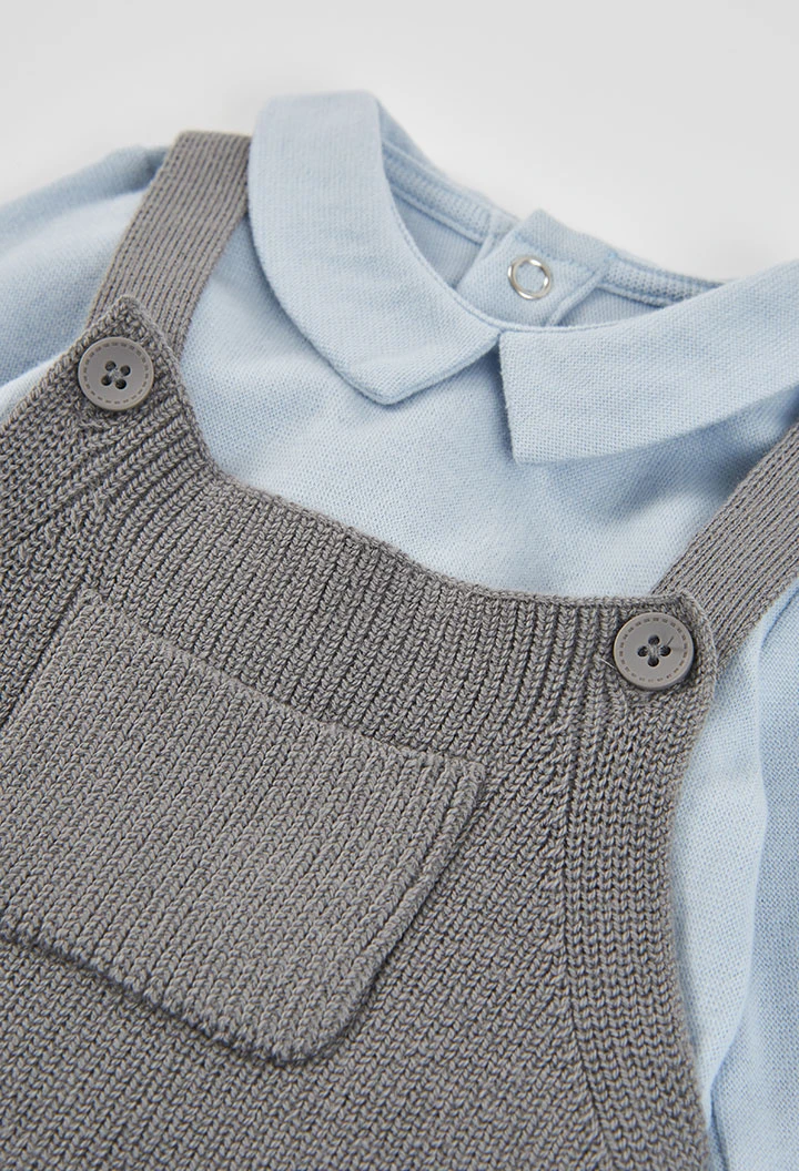 Ensemble maille bébé garçon gris avec hiboux