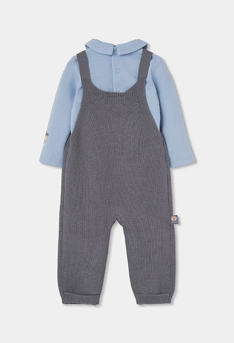 Ensemble maille bébé garçon gris avec hiboux