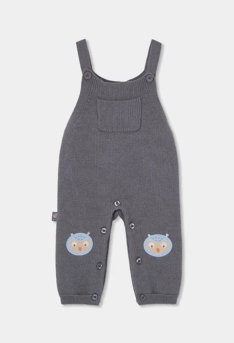 Ensemble maille bébé garçon gris avec hiboux
