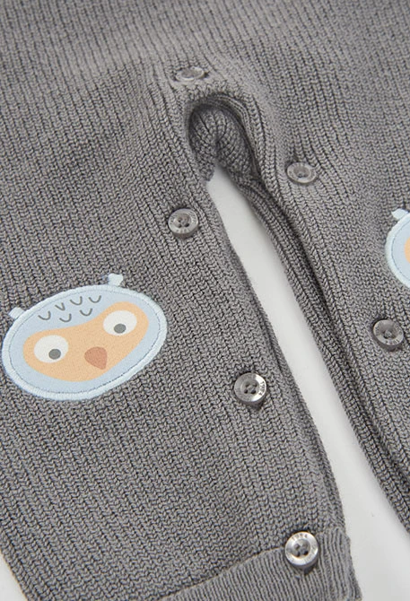 Ensemble maille bébé garçon gris avec hiboux