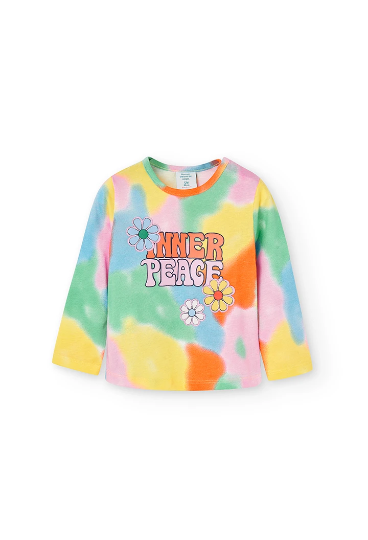 Camiseta punto estampada flower power de bebé