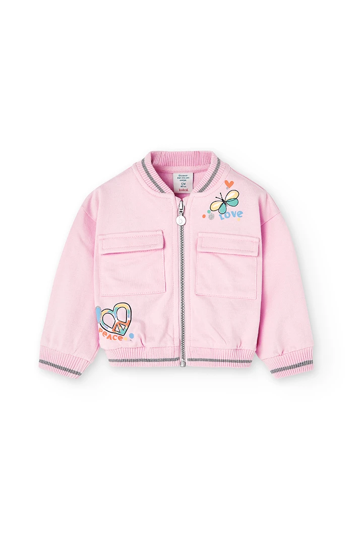 Chaqueta felpa con bolsillos de bebé