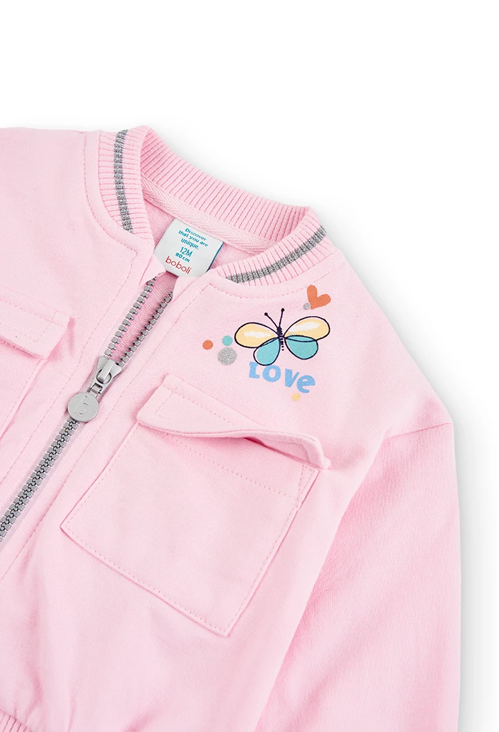 Chaqueta felpa con bolsillos de bebé