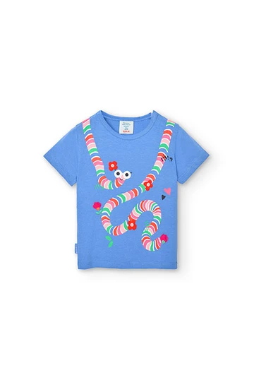 T-shirt tricoté pour bébé fille de couleur bleue