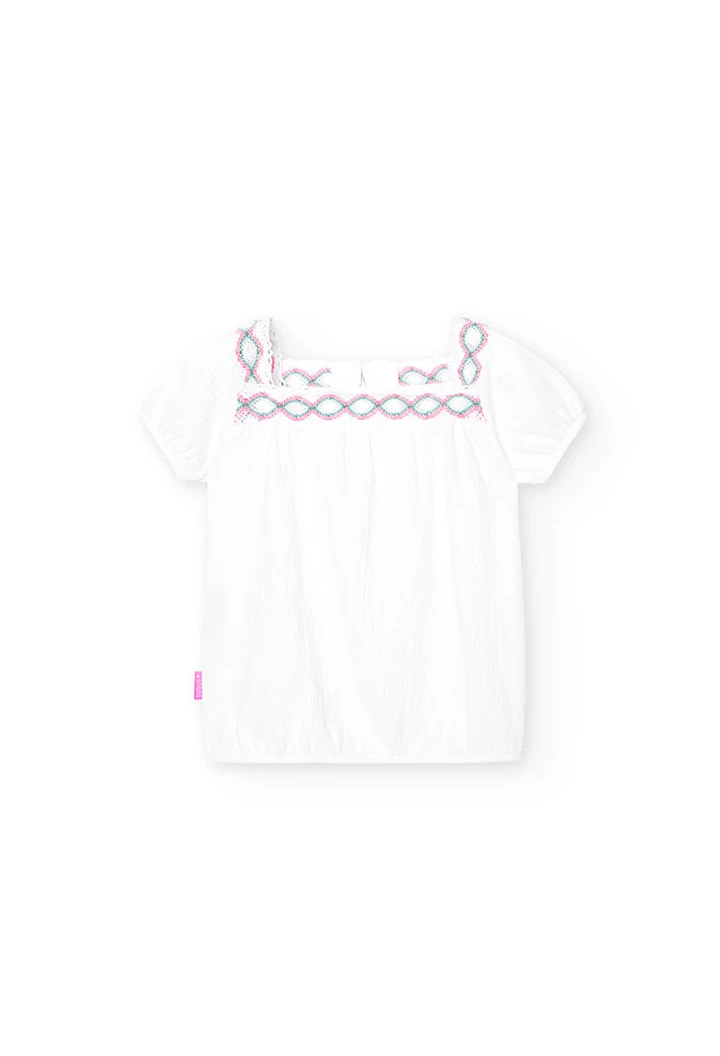 Baby girl's white rubberized knit t-shirt