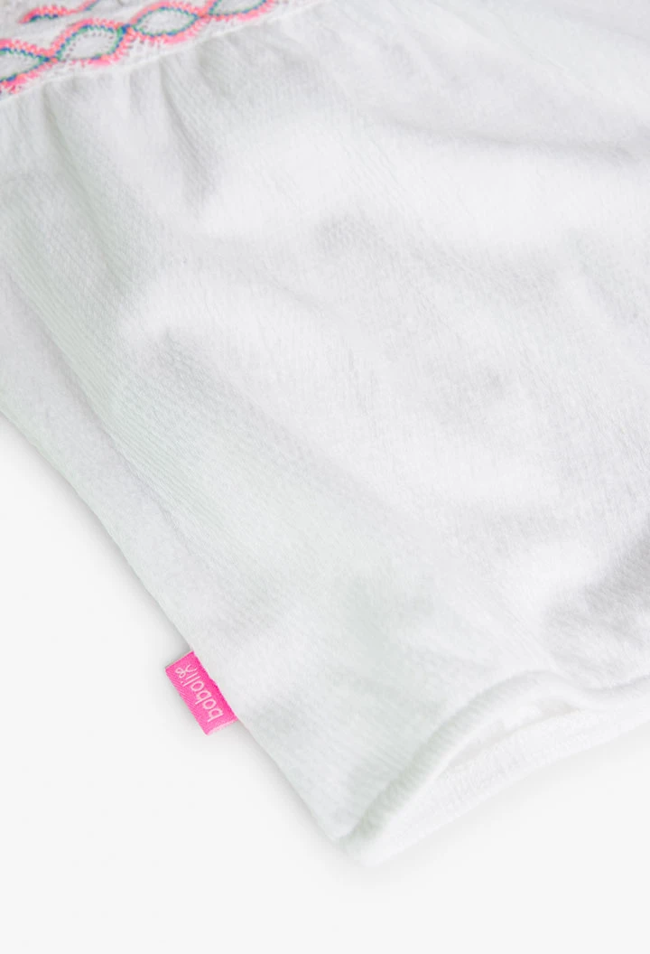 Camisola de malha engomada de bebé menina em branco