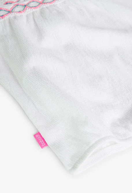 Camiseta de punto engomada de bebé niña en blanco