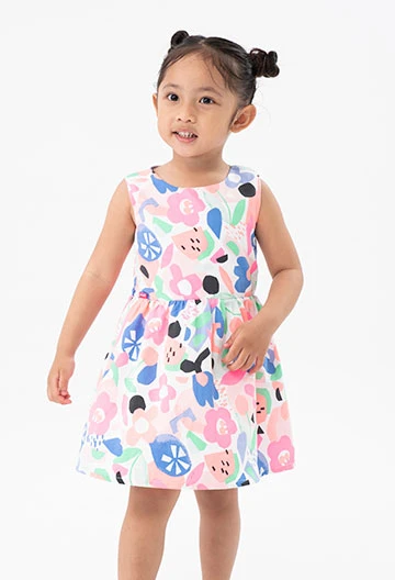 Satin-Kleid, mit Aufdruck, für Baby-Mädchen