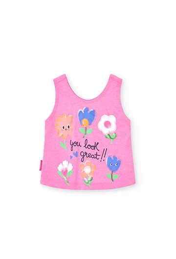 Camiseta de punto en rosa de bebé niña