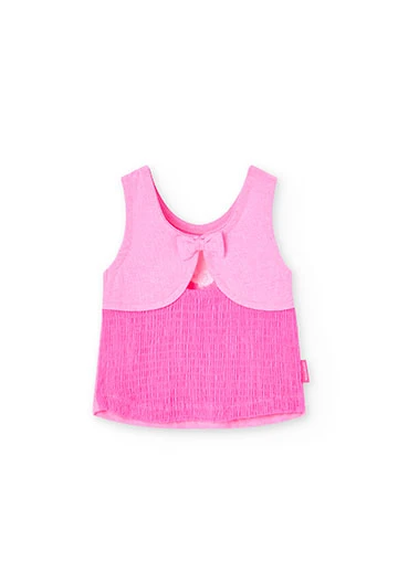Camiseta de punto en rosa de bebé niña