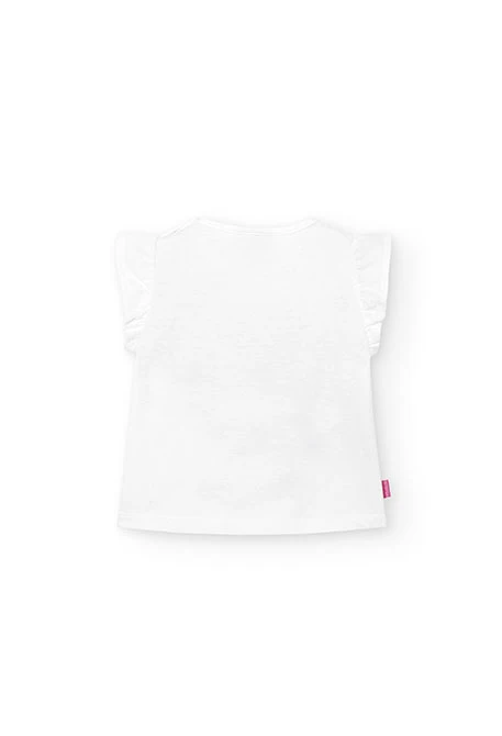 Camiseta de punto en blanco de bebé niña