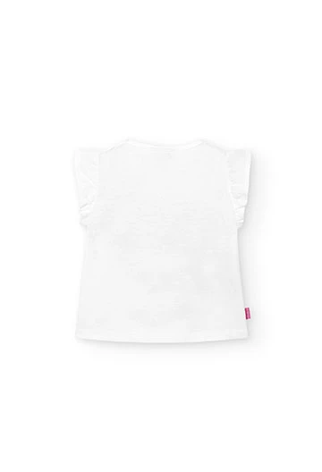 Camiseta de punto en blanco de bebé niña