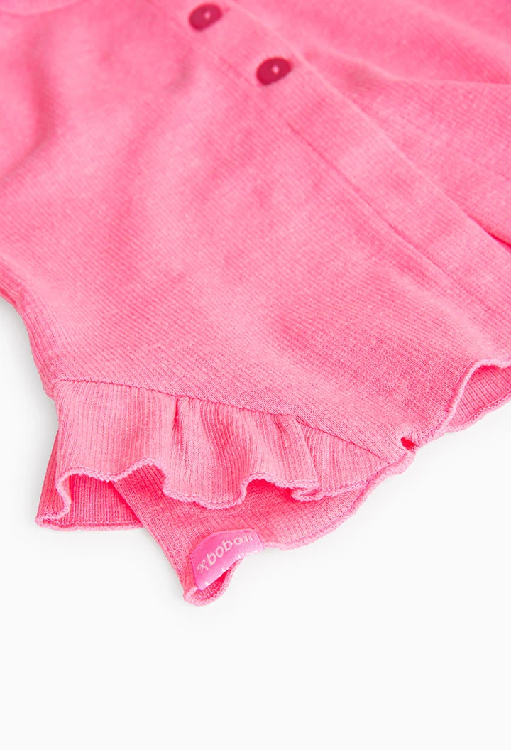 Veste côtelée rose pour bébé fille