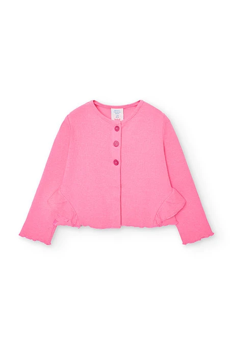 Baby girl's pink ribbed jacket