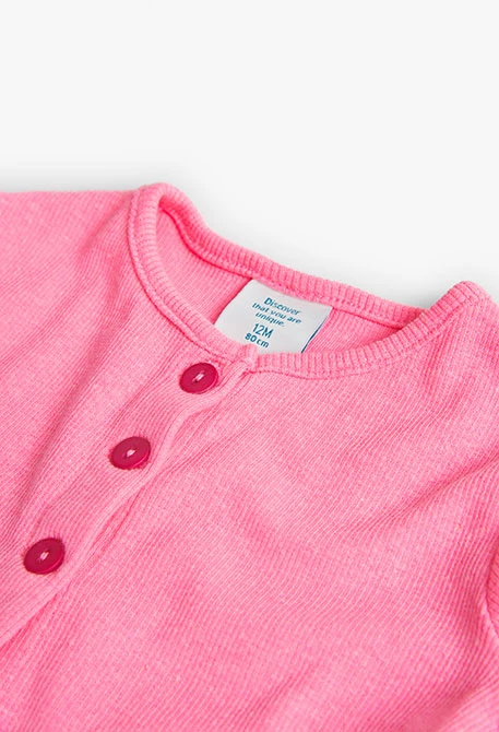 Baby girl's pink ribbed jacket