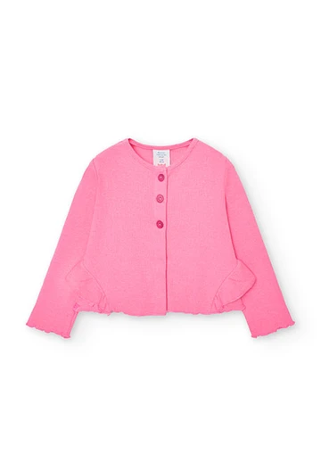 Baby girl\'s pink ribbed jacket