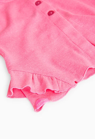 Jaqueta canalé de bebè nena en rosa