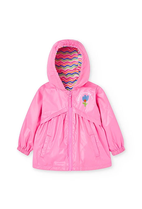 Baby girl's reversible parka in pink