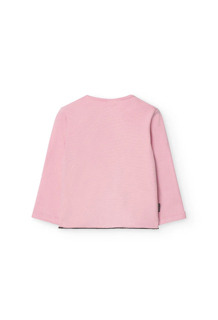 Camisola canelada para bebé menina em rosa