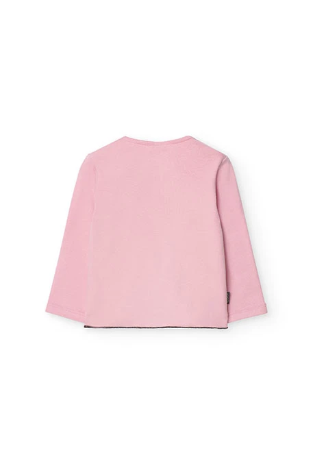 Maglietta a costine per neonato in rosa