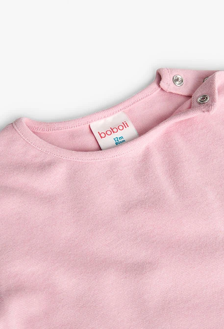 Camiseta  canalé para bebé niña en rosa