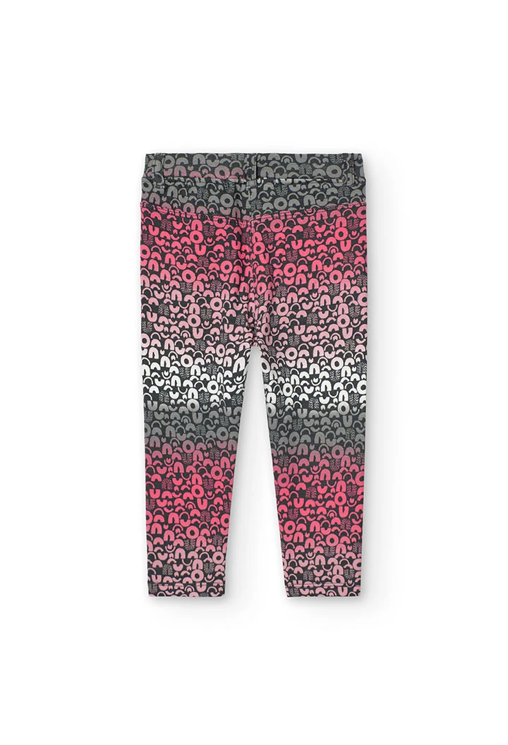 Elastic plush trousers for baby girl in pink