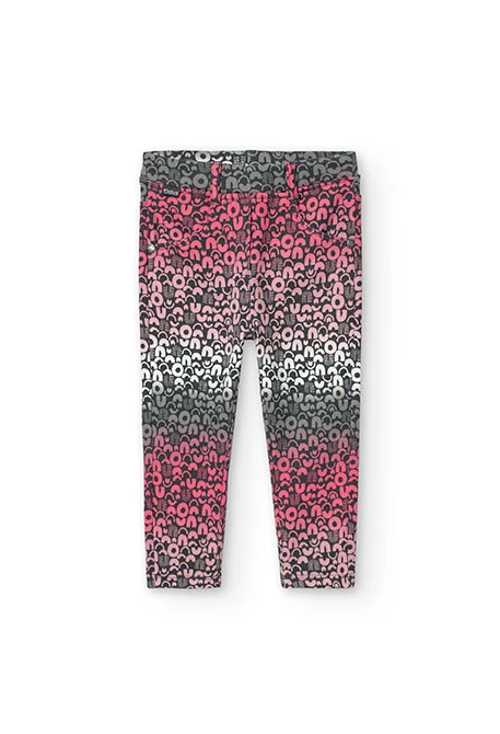 Elastic plush trousers for baby girl in pink