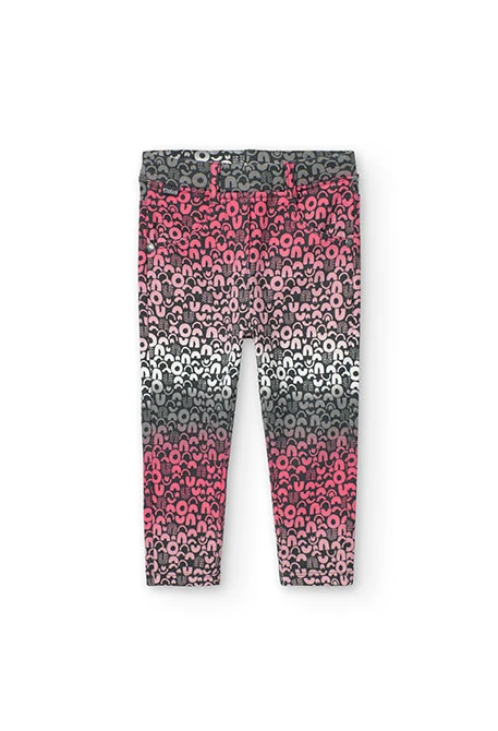 Pantalón de felpa elástico para bebé niña color rosa