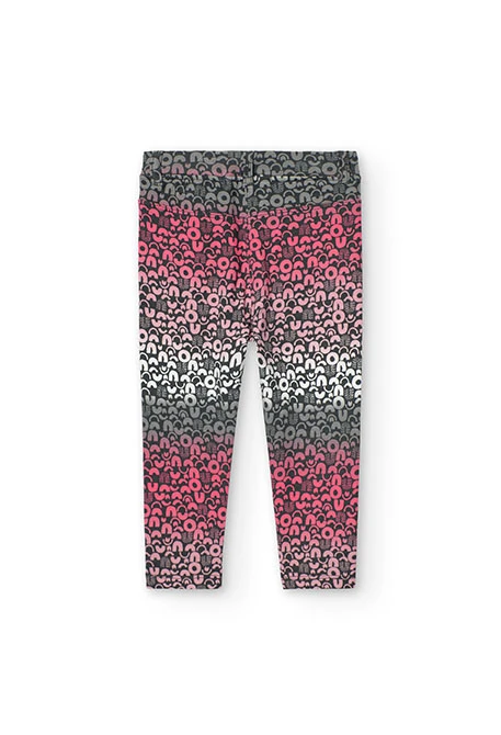 Elastic plush trousers for baby girl in pink