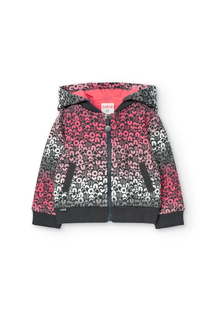 Sweatjacke für Baby-Mädchen mit Druckmuster in Rosa