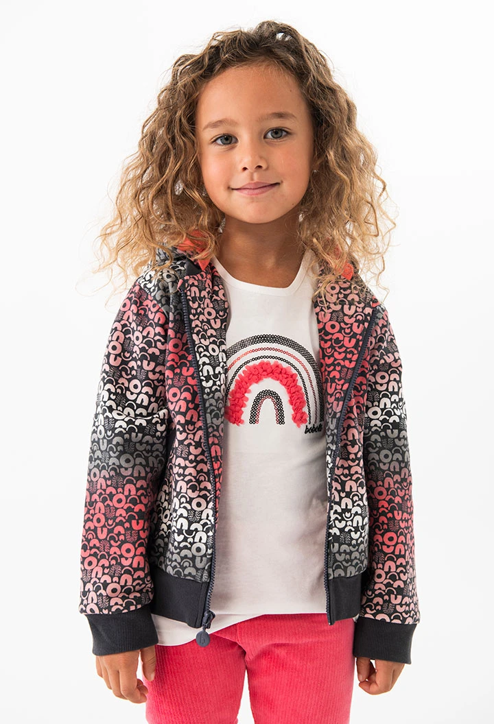 Chaqueta de felpa para bebé niña estampado color rosa