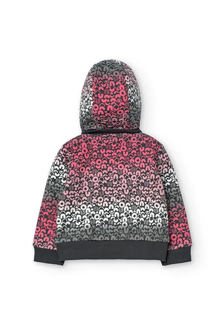 Fleece jacket for baby girl, pink print