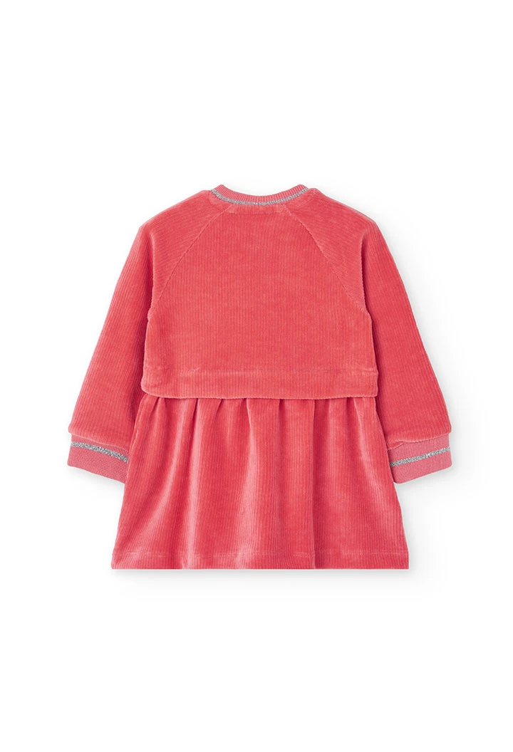 Corduroy dress for baby girl in orange colour