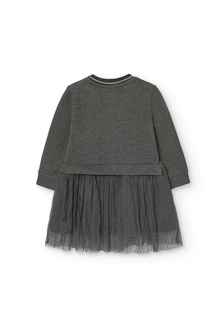 Robe en molleton pour bébé fille en gris chiné