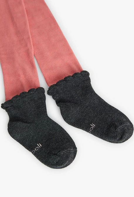 Strumpfhose mit Socken für Baby-Mädchen in Rosa