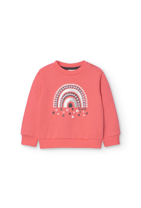 Conjunto de sweatshirt e calças de felpa para bebé menina em rosa